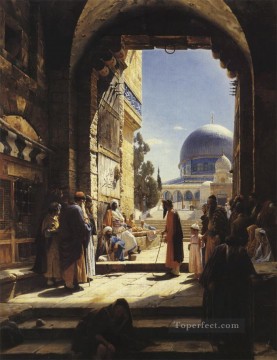 150の主題の芸術作品 Painting - エルサレム神殿の入り口にて グスタフ・バウエルンファインド 東洋学者ユダヤ人